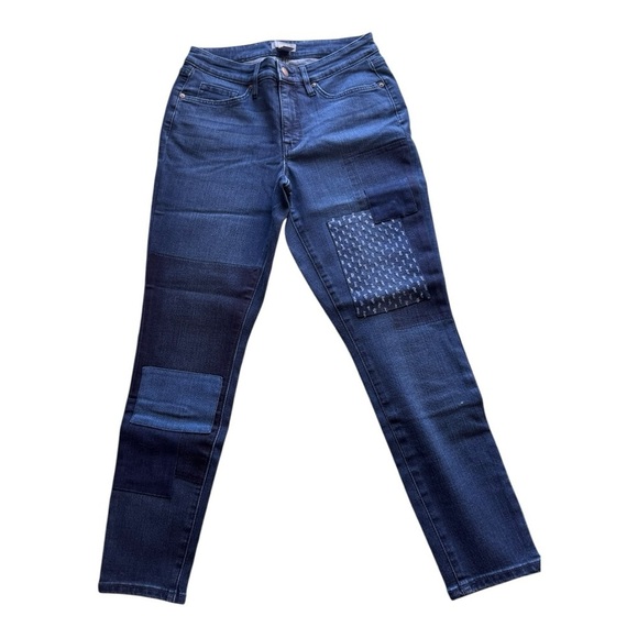 Martha Stewart Patchwork Jeans Size 4 | High Rise Skinny Denim Blue - Picture 1 of 8